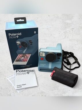 Polaroid Now+ Instant Camera in Light Blue with Red Shutter Accent